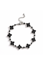 Bracelet Black stone + Platinum-plated
