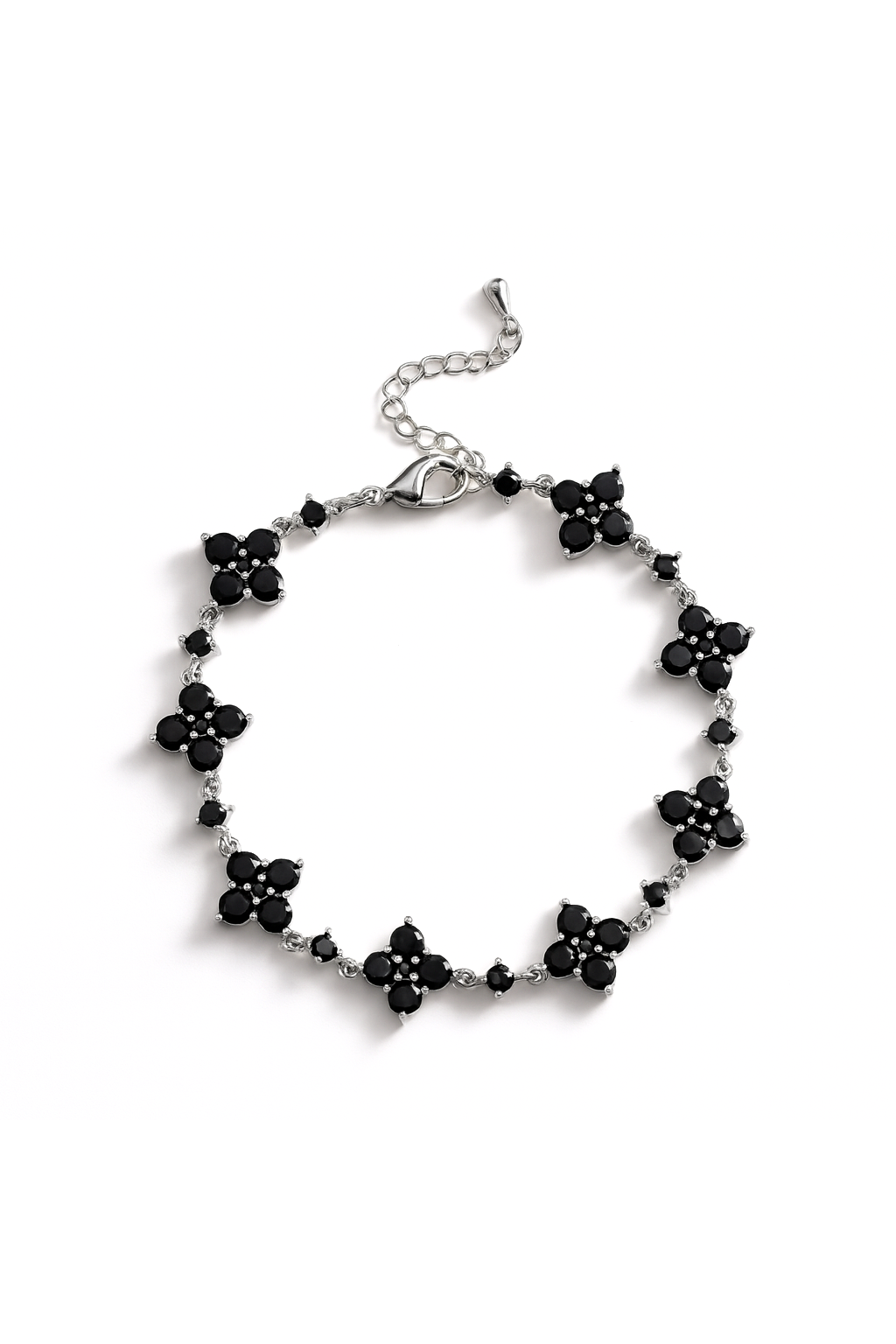 Bracelet Black stone + Platinum-plated