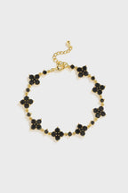 Bracelet Black stone + Gold-plated
