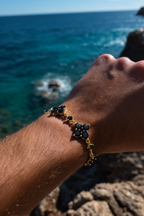 Bracelet Black stone + Gold-plated