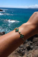 Bracelet Green stone + Gold-plated